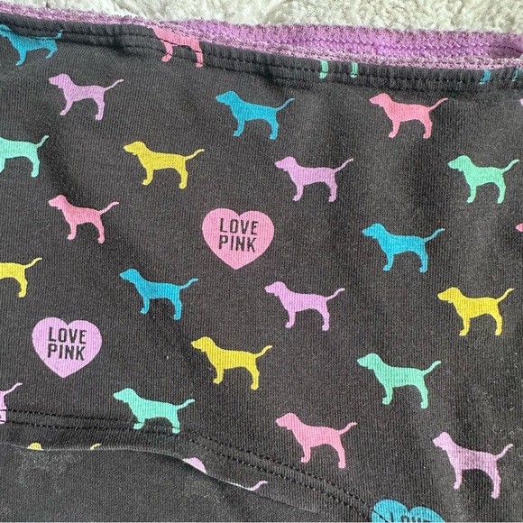 FLAWED | VS PINK | Vintage Black & Rainbow Extra Low Rise Boy Shorts | Size Med - Picture 2 of 9